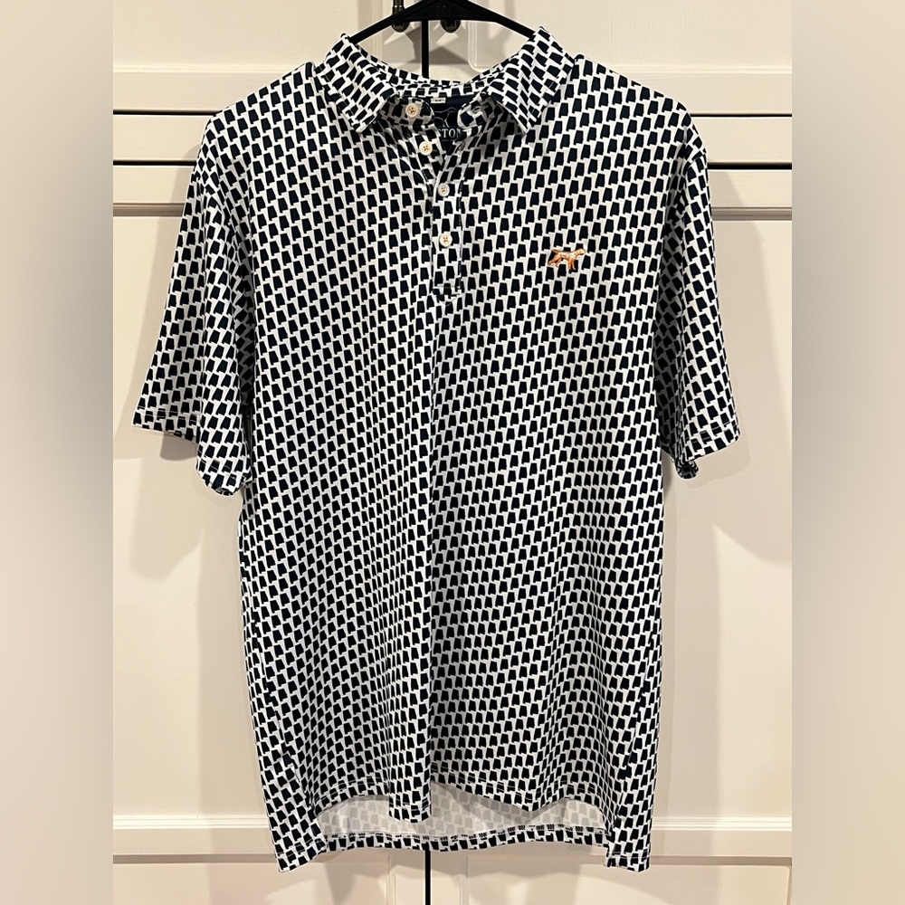 Classic navy and White Patterned Polo Shirt